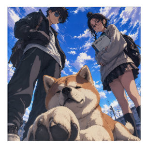 Anime akita and his friends acrylic print