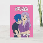 Anime Amazing Girlfriend Birthday  Card<br><div class="desc">Does your Girlfriend love anime? Why not send them this cut, loving anime-zing birthday card to let her know she is truly an amazing girlfriend and she's all yours! This cute pink design with anime couple is digitally hand-drawn by me! So you won't find it anywhere else other than Cupsie's...</div>