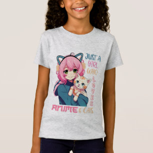 Anime And Cats Girls Graphic T-Shirt