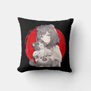 Anime and Cats Lover Japanese Manga kawaii Otaku G Throw Pillow