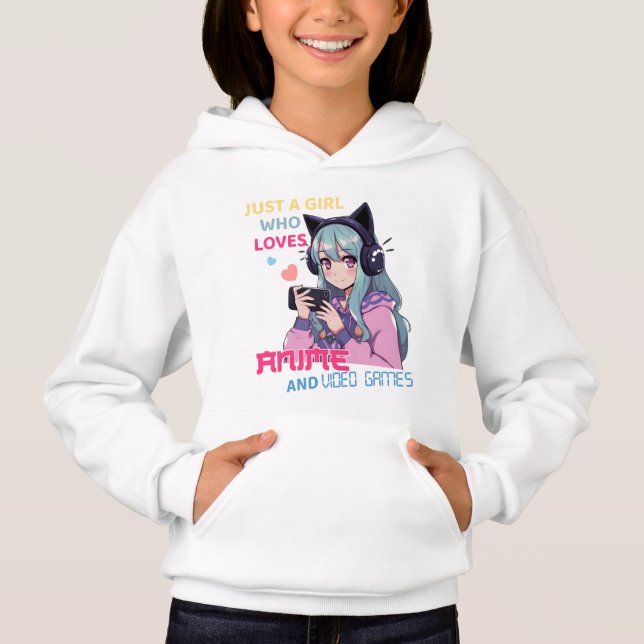 Anime and Gaming Girls Graphic Hoodie (Front)