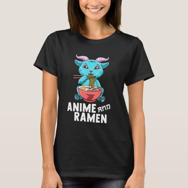 Anime and Ramen Aesthetic Ramen Baphomet T-Shirt (Front)
