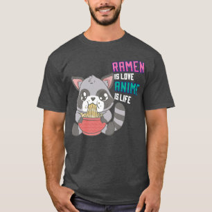 Anime and Ramen Raccoon - Otaku Noodle Soup  T-Shirt