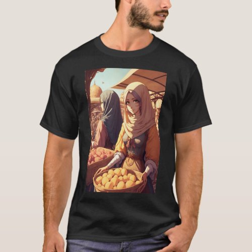 Anime Arab Women on a Bazar in Middle Eastern City T_Shirt