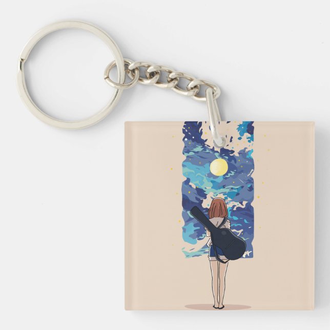 Anime Art, Character Design, Minimalist Anime, Lo- Keychain (Front)