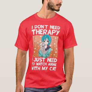 Anime Art for Teen Girls Women Cat Anime Merch Ani T-Shirt