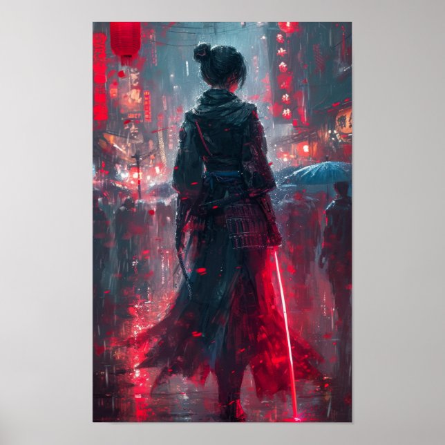 Anime Art Poster featuring Androgynous Female Samu (Front)