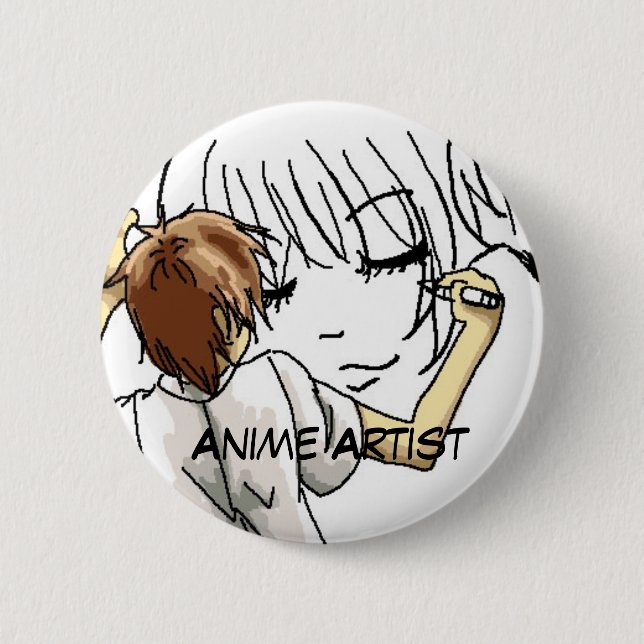 Anime Artist Pinback Button (Front)