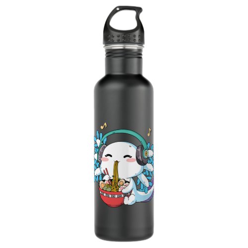 Anime Axolotl Waifu Who Love Anime Ramen And Sketc Stainless Steel Water Bottle
