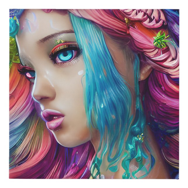 Anime Beatiful Baby Skin Graphic Faux Canvas Print (Front)