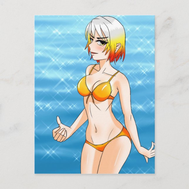 Anime Bikini Girl Postcard (Front)
