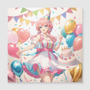 Anime birthday magnetic invitation