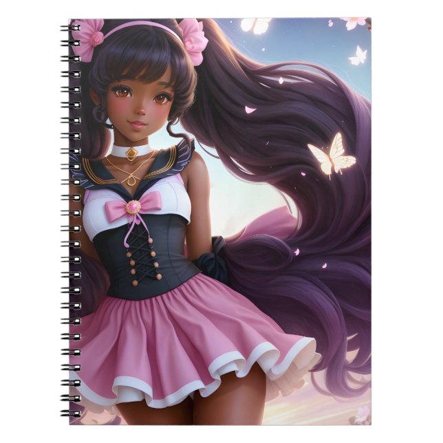 Anime Black Female Character Animecore Notebook (Front)