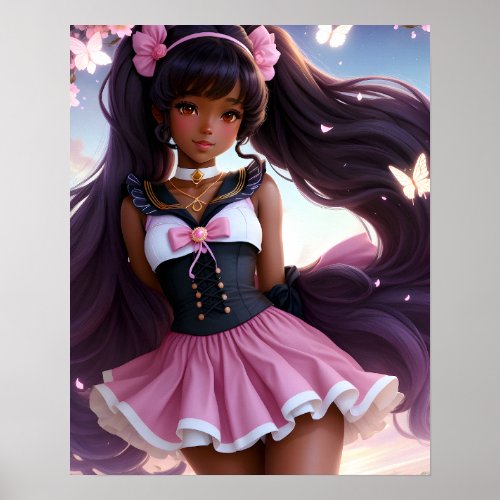 Anime Black Female Character Animecore Poster