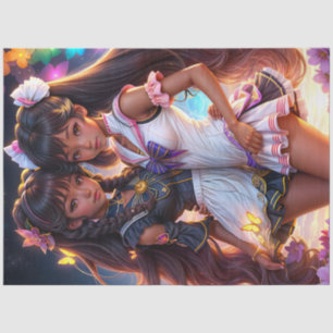 Anime Black Girl Friends Tissue Paper