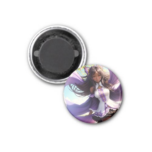 Anime Black Girl Purple Animecore Magnet