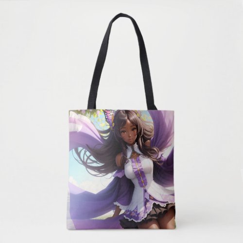 Anime Black Girl Purple Animecore Tote Bag