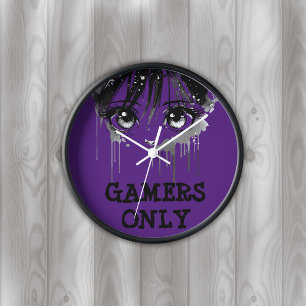 Anime Black & gray Face Monogram Clock
