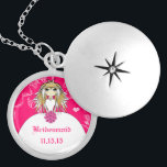 Anime Blonde Fuchsia Wedding Bridesmaid Necklace<br><div class="desc">Wedding Keepsake Wedding Party Necklaces - to change background color - click customize - click edit - choose last tool in drop down menu and choose from one of the colors shown or enter your rgb hex code for your custom wedding color- to change font color select the text you...</div>