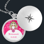 Anime Blonde Fuchsia Wedding Bridesmaid Necklace<br><div class="desc">Wedding Keepsake Wedding Party Necklaces - to change background color - click customize - click edit - choose last tool in drop down menu and choose from one of the colors shown or enter your rgb hex code for your custom wedding color- to change font color select the text you...</div>
