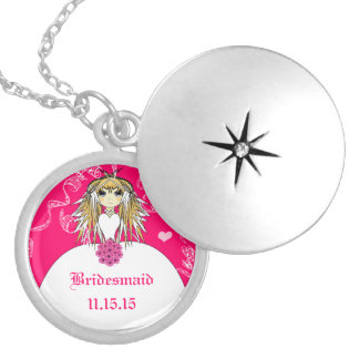 Anime Blonde Fuchsia Wedding Bridesmaid Necklace