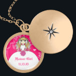 Anime Blonde Fuchsia Wedding Flower Girl Necklace<br><div class="desc">Flower Girl Keepsake Wedding Party Necklace Wedding Keepsake Wedding Party Necklaces - to change background color - click customize - click edit - choose last tool in drop down menu and choose from one of the colors shown or enter your rgb hex code for your custom wedding color- to change...</div>