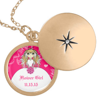 Anime Blonde Fuchsia Wedding Flower Girl Necklace