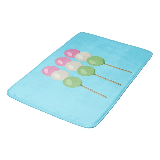 Anime Blue Pastel Dango Bath Mat (Angled)