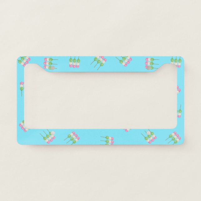 Anime Blue Pastel Dango License Plate Frame (Front)