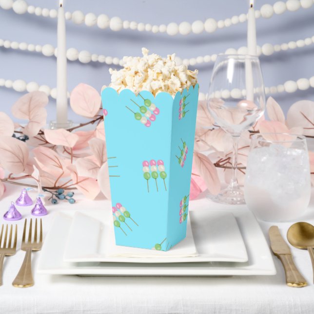 Anime Blue Pastel Dango Popcorn Favor Box (Wedding)
