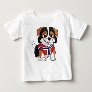 Anime Border Collie with Norway Flag Baby T-Shirt