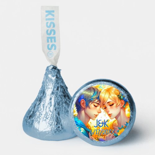 Anime Boy and Girl Floral Couple Personalized Hersheys Kisses