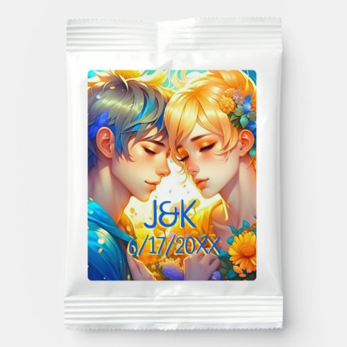 Anime Boy and Girl Floral Couple Personalized Margarita Drink Mix