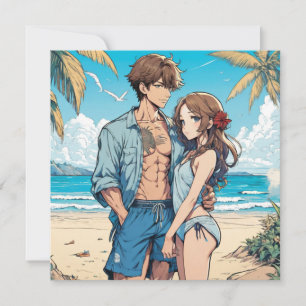 Anime boy and girl note card