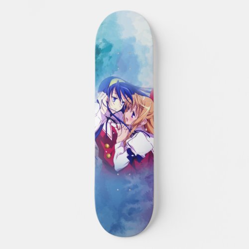 Anime boy girl couple love cool skateboard