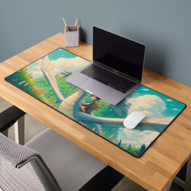 Anime Boy on a Dragon Desk Mat (Office 2)