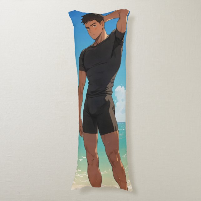 Anime Boy on Beach Body Pillow (Front Vertical)