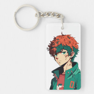 Anime Boy: Orange and Green Hair - Manga Delight Keychain