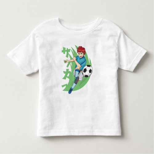 Anime boy playing soccer design toddler t_shirt