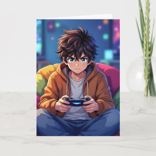 Anime Boy playing Video Game Personalized Birthday