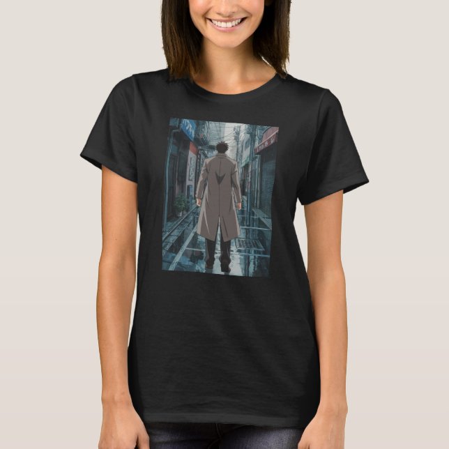 Anime Boy Rainy Tokyo Street Manga Japanese Art T-Shirt (Front)
