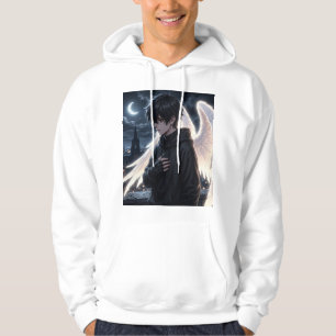 Anime Boy with Angel Wings Graphic Hoodie