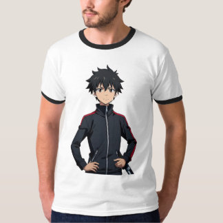 Anime Boy with Sword in Modern City at Sunset – Co T-Shirt