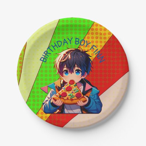 Anime Boys Pizza Party Personalized Paper Plates