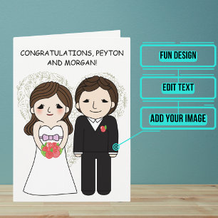 Anime Bride and Groom Wedding Day Congratulations Card