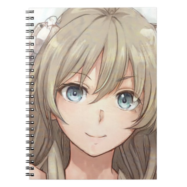 Anime brown-haired girl with blue eyes  notebook (Front)