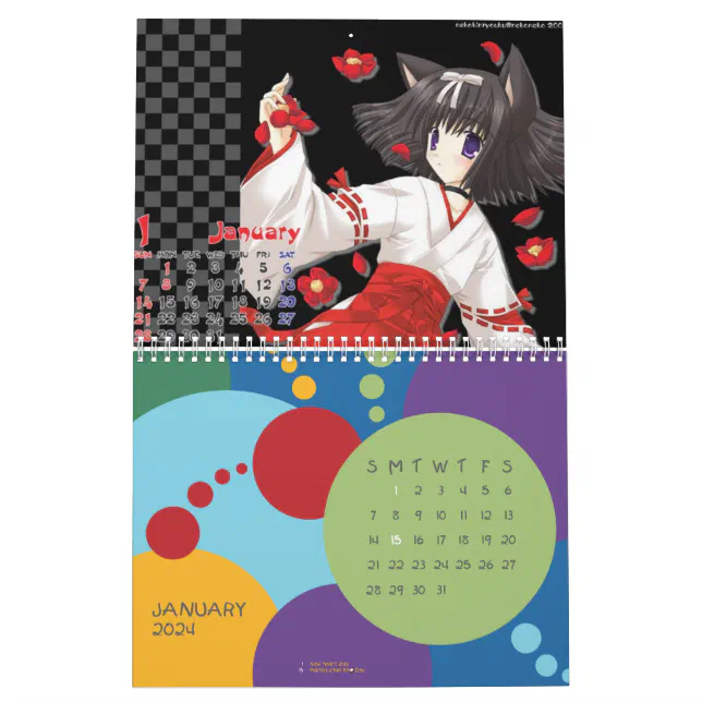 2024 Anime Girl Calendar 12 Month Calendar Spiral Bound 