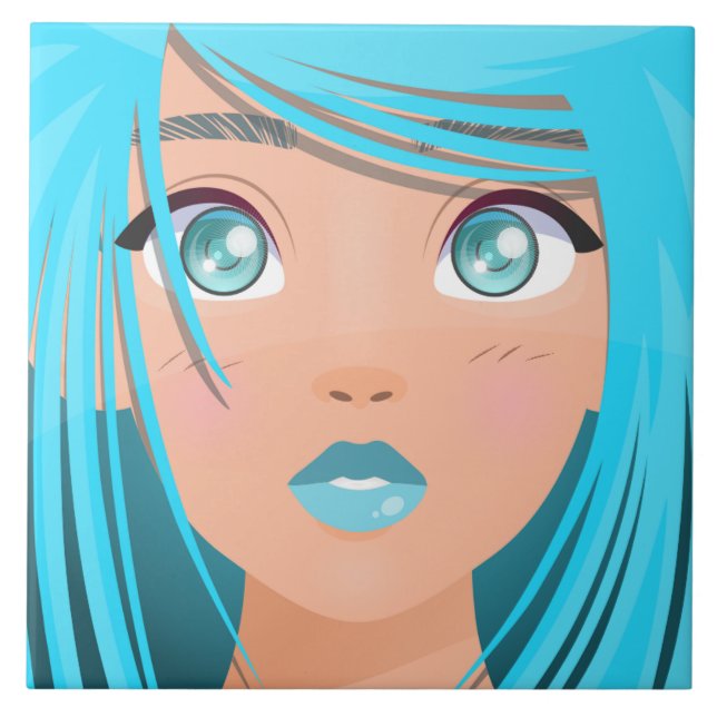 ANIME CARTOON GIRL  CERAMIC TILE (Front)