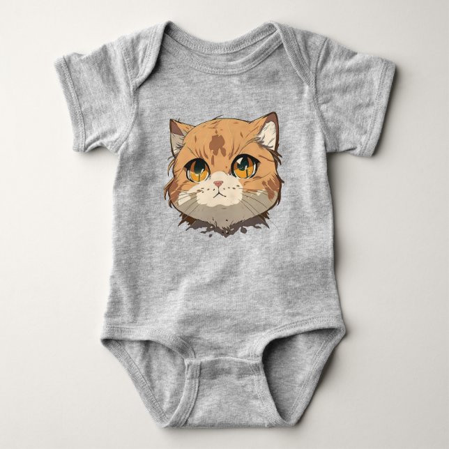 Anime Cat Face Baby Bodysuit (Front)