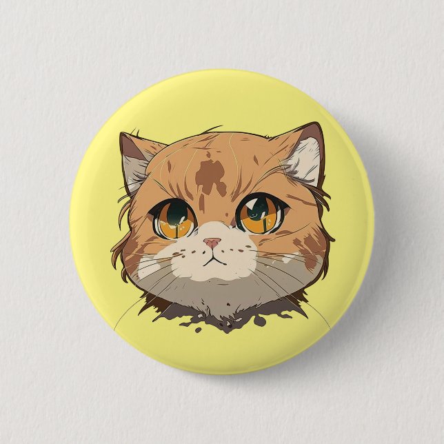 Anime Cat Face Button (Front)